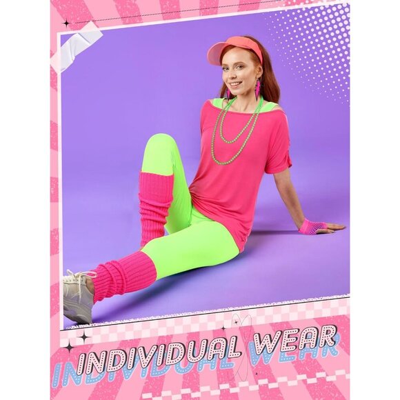 80s Costume Women Accessories Set Mesh Neon Party Outfit Soft Comfort main image 4
